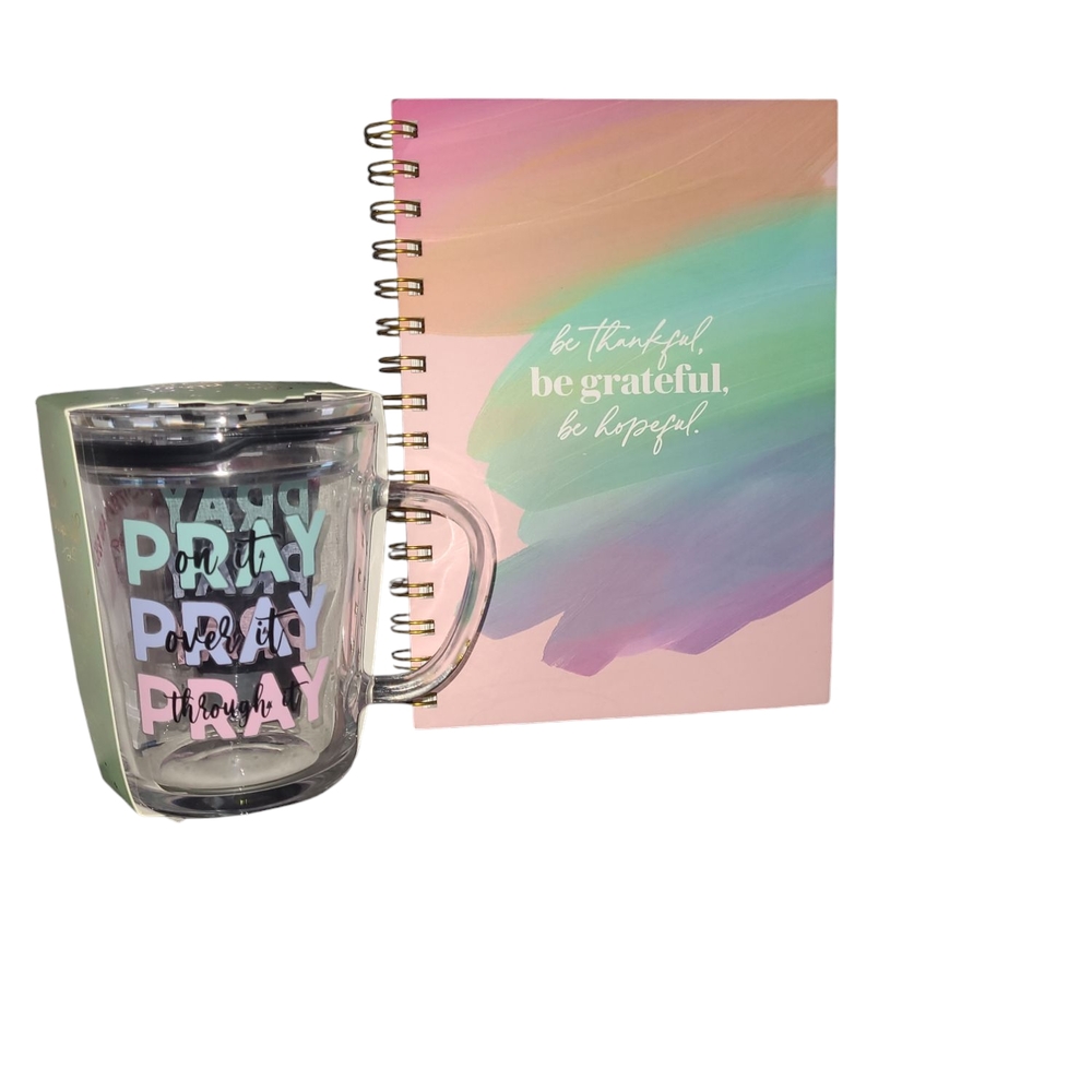 NWT Colorful Gratitude Journal Notebook and Mug Set
